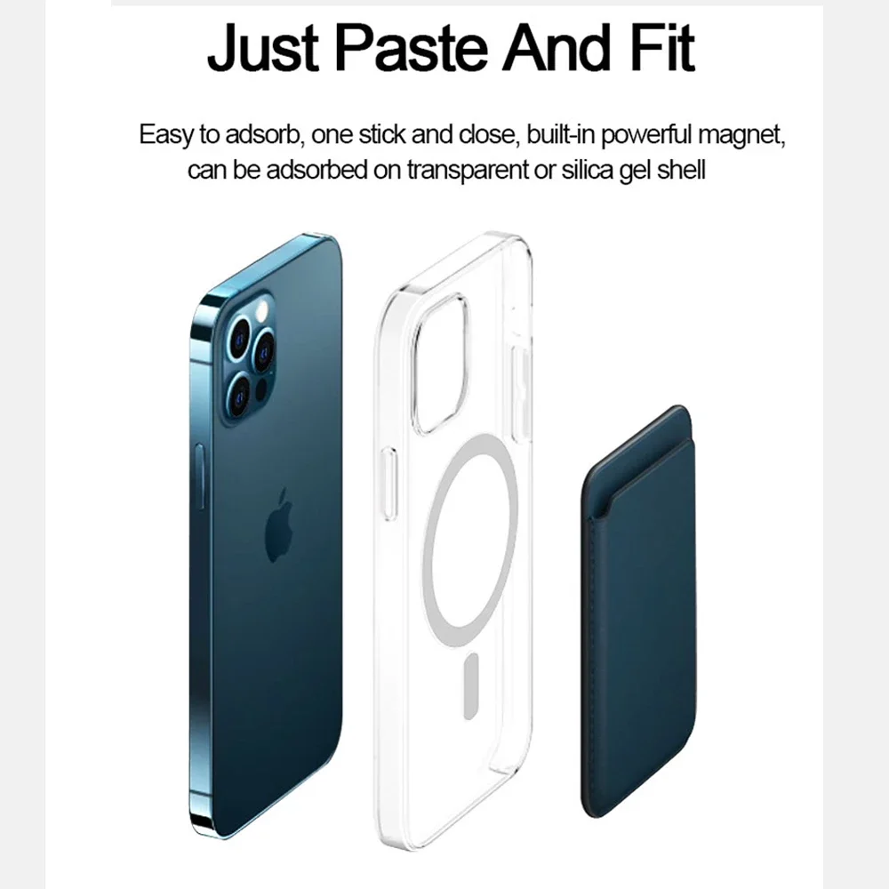 

QICHSHJIN Fashion Magnet Safe Card Slot Bag For iPhone 12Pro Max Mini Case Wallet Cover Silicone Clear Luxury Mobile Phone Cases