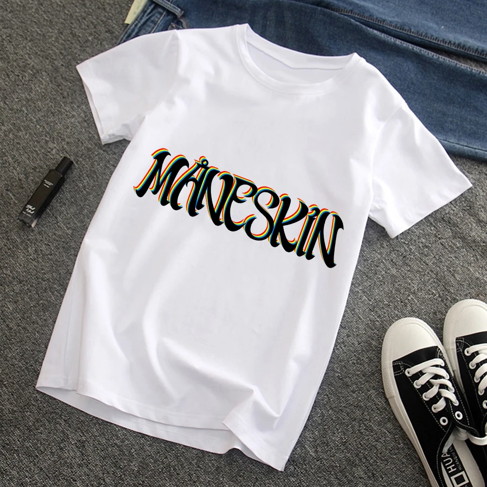 

Maneskin Vintage Men T Shirt Letter Print Summer Music Festival Unisex Casual O-neck Couples Clothes Streetwear Tee Shirt Male