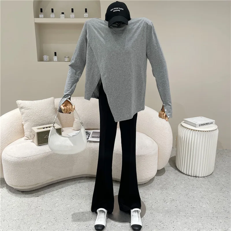 

Women's Spring Summer 2021 Fashion Irregular loose long sleeve T-shirt