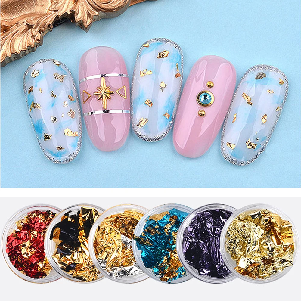 1 коробка алюминиевая фольга для ногтей двухсторонняя красочная неправильная