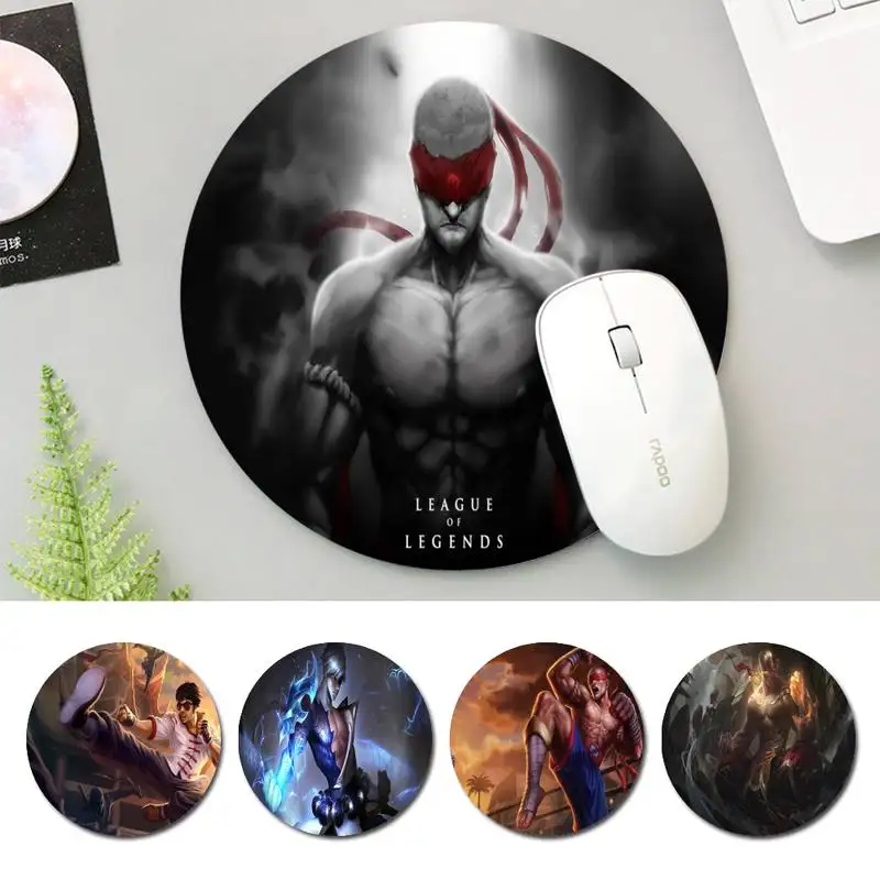 

Round LOL Lee Sin office Mat Round Pads Family Laptop Gamer Rubber Mouse Mat MousePad Desk Gaming Mousepad Cup Mat