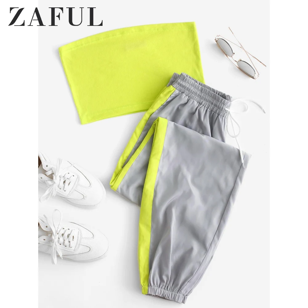 Женский спортивный комплект из 2 предметов ZAFUL с топом-бандо без бретелек и