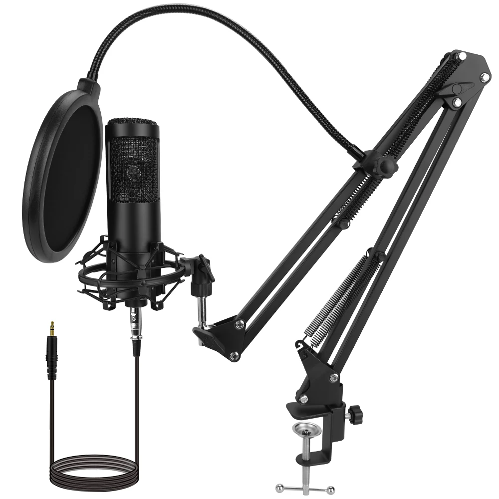 

Professional Studio Condenser Microphone Cardioid Streaming Microphone PC Mic Kit with 3.5mm XLR for Recording YouTube Video