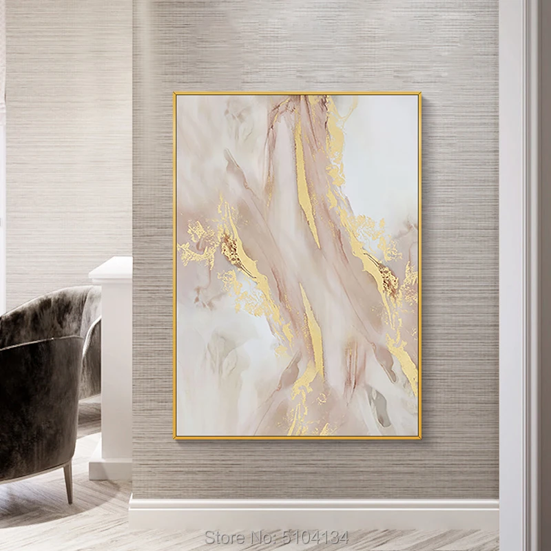 

Handmade Abstract Gold and Pink Color Oil Paintings Modern Hand painted Canvas Painting Wall Art for Living Room home Decoration