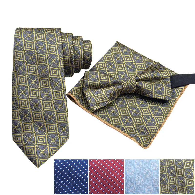 Набор геометрических мужских галстуков и носовых платков Мужской дизайнерский
