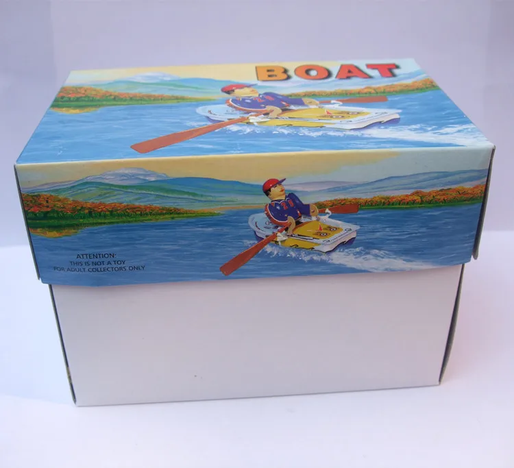 

[Funny] Adult Collection Retro Wind up toy Metal Tin The Boating robot Mechanical toy Clockwork toy figures model kids gift