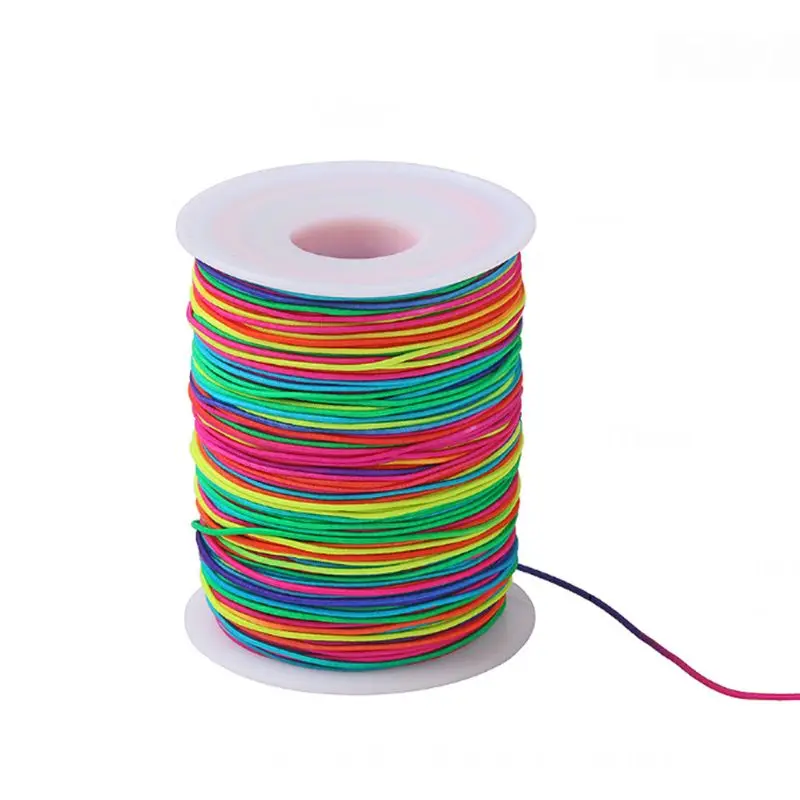 

100m Rainbow Colourful Elastic Cord 1mm Thread Stretch String Craft DIY Jewelry