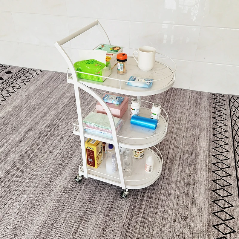 

Beauty salon kitchen vegetable rack baby supplies storage three-layer trolley storage rack with wheels hairdressing tool car