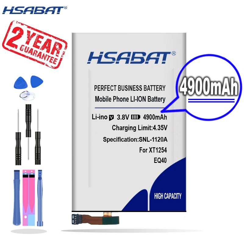 Новое поступление [HSABAT] 4900mAh EQ40 Сменный аккумулятор для Motorola Moto Droid Turbo XT1254