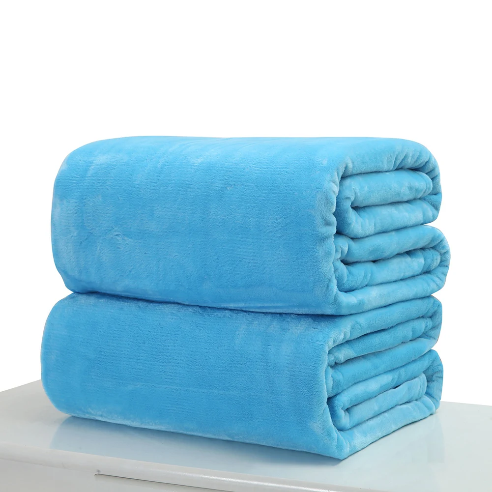 Soft Warm Solid Color Coral Fleece Flannel Blanket Bedspread Cover Winter Wedding Blankets Sofa Home Textile 50*70cm | Дом и сад