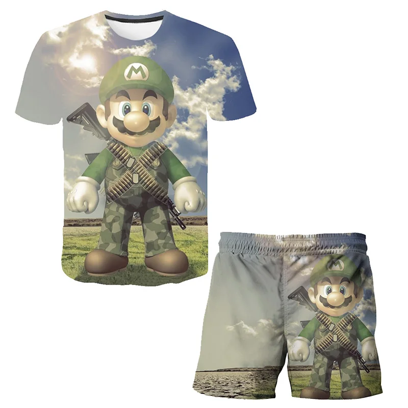 

Mario Boy Costume Kids Summer Boy Costume Cartoon Kids Boy Costume Suit T-Shirt + Shorts Polyester 4-14 years old