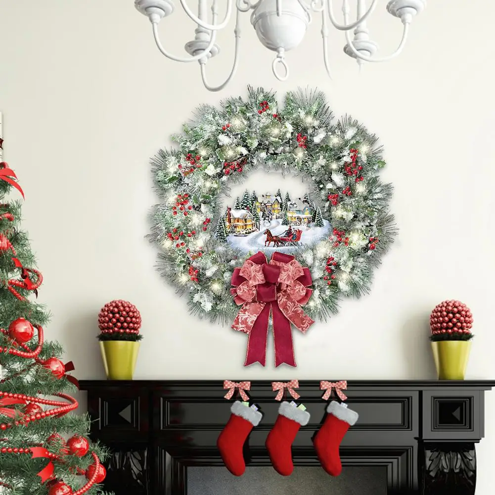 

Christmas Wreath Festival Party Wall Sticker Mall Shop Window Glass Door Stickers Kids Room Decoration Removable Self-adhesive