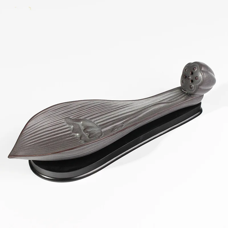 

Factory direct sales of retro lotus embossed line incense lotus leaf ceramic incense oven office tea ceremony Zen zen pieces