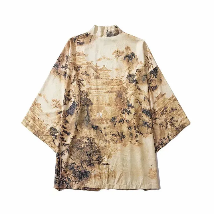 Мужской японский кардиган кимоно Haori Yukata костюм самурая Мужская одежда пиджак
