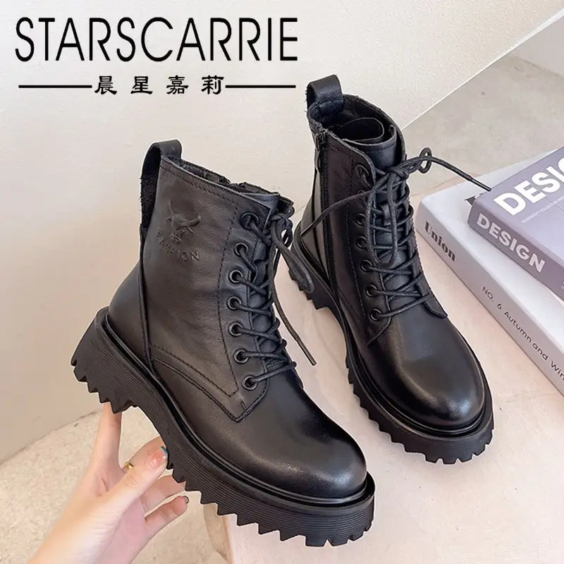 

Ботинки женские короткие из воловьей кожи, на молнии сбоку