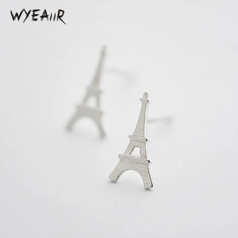 Женские серьги гвоздики WYEAIIR Fresh простые милые мини с Эйфелевой башней из
