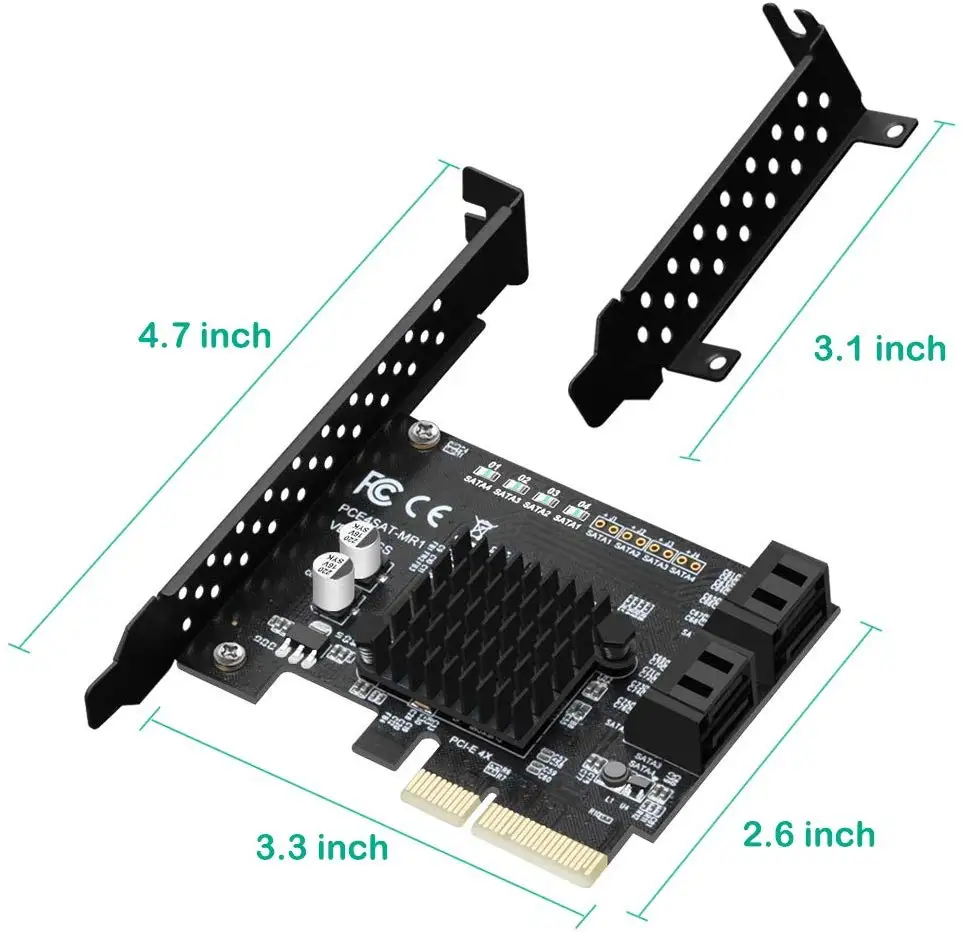 

4-Port SATA III 6Gbps PCIE RAID Host Controller Card Support HyperDuo SSD Tiering IPFS Hard Disk Port Multiplier 88SE9230 Chip