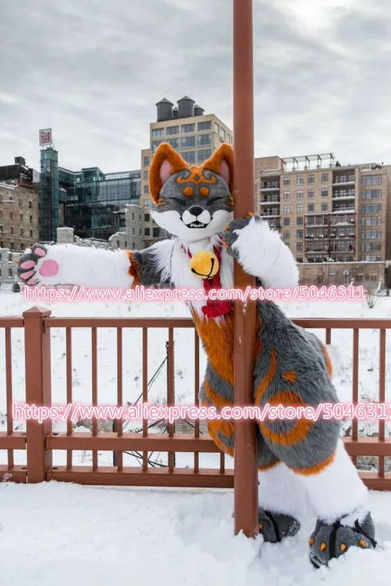 Персонализированный серый # K9 пушистый костюм Хаски с собакой костюм-талисман