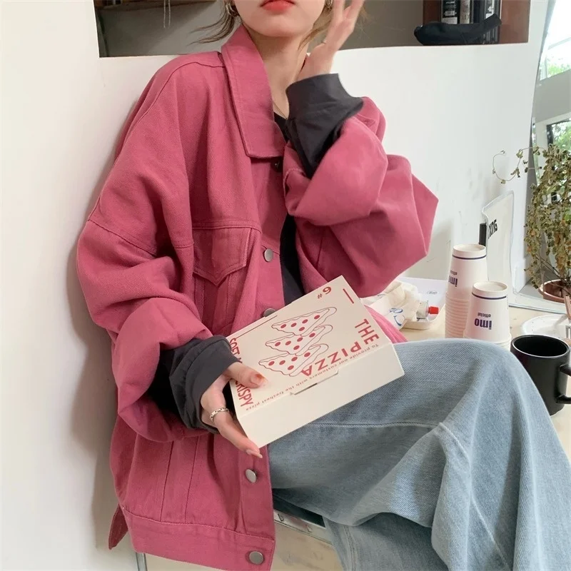 

Американская ретро одежда для работы джинсовая куртка женская Свободная куртка в Корейском стиле в гонконгском стиле бойфренд уличный дос...