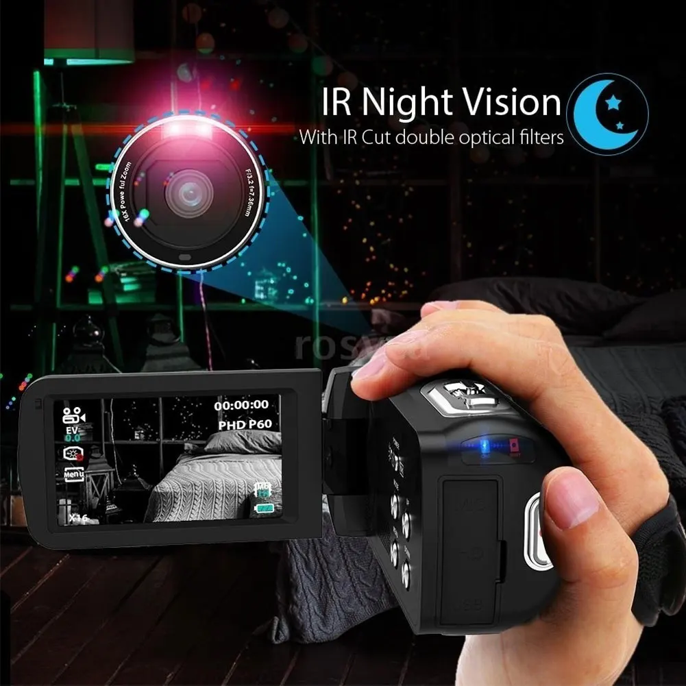 Cewaal WIFI Digital Camera Portable Night Vision Digital Camcorder HDMI 4K Photo Professional DSLR 2.7K Video Camera 16X
