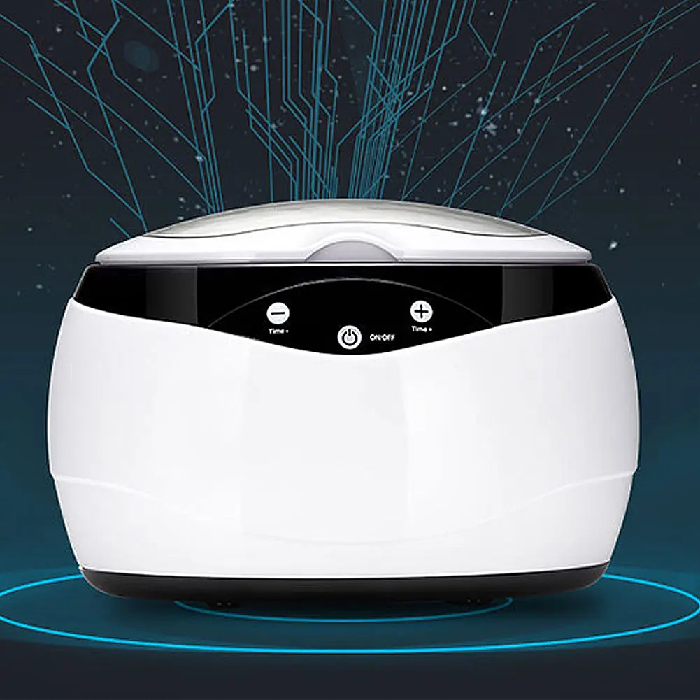 

Sonic Jewelry Cleaner Portable Household Small Jewelry Clean Machine For Watch Eyeglasses Rings Coins 650ML White