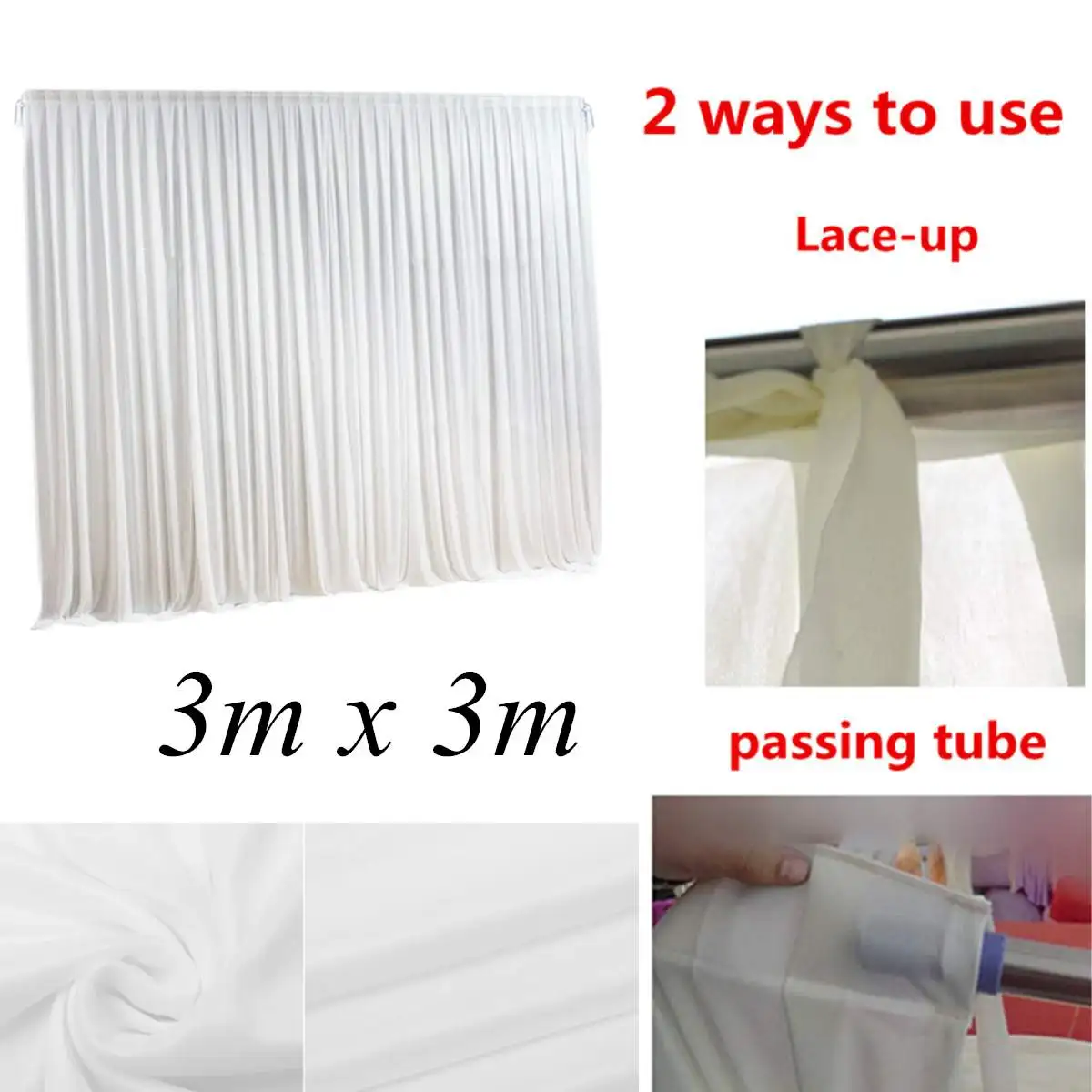 

New 118x118 White Wedding Stage Backdrop Photography Background Draping Swags Curtains
