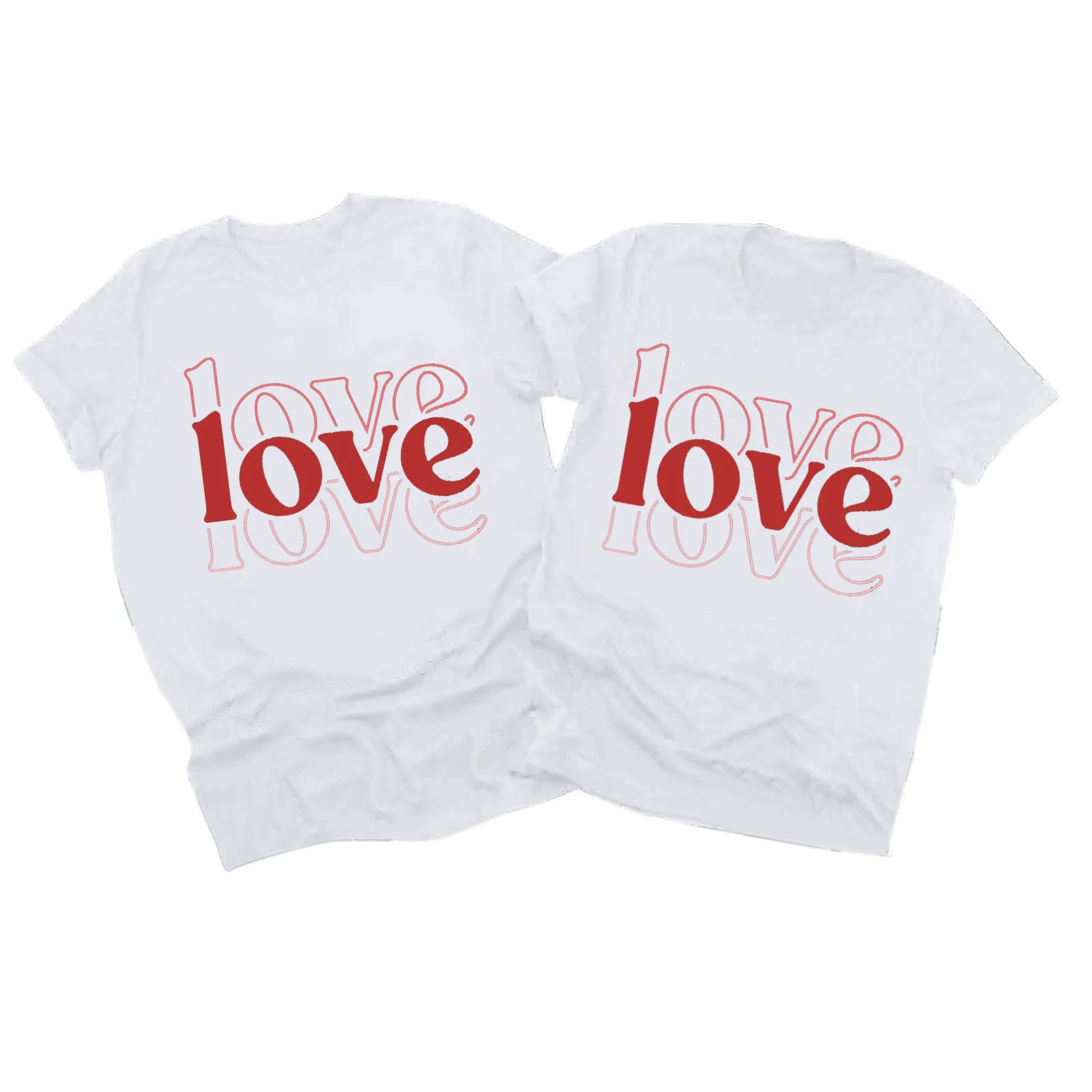 Couple Graphic T Shirts Women Casual Valentine's Day "LOVE" Printing Tshirt O Neck Short Sleeve Tee Korean Fashion Tunic Tops P5