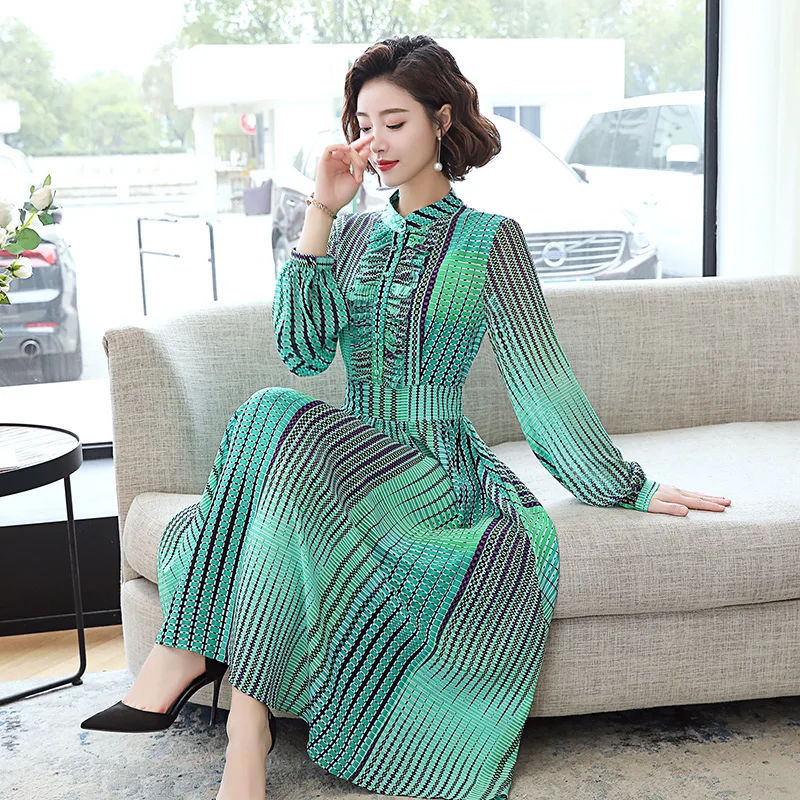 2020 богемное винтажное платье с длинным рукавом и рюшами летнее для женщин