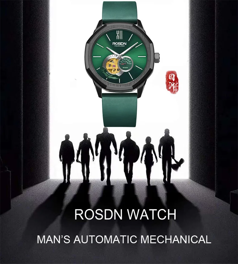 Luxury Brand ROSDN Men's Watches Japan MIYOTA 8N40 Automatic Mechanical Pocket Watch Man Sapphire Skeleton 50M Waterproof R2189