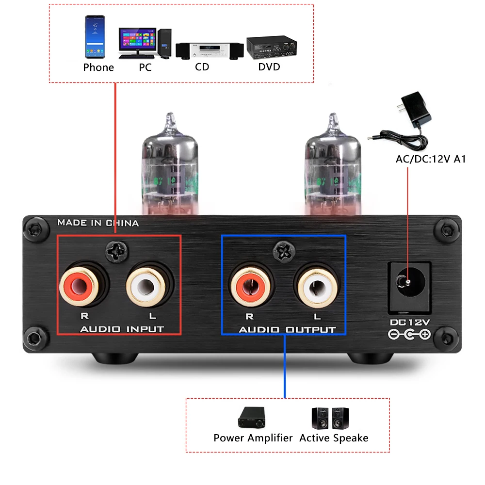 Предусилитель FX AUDIO GE5654 для домашнего аудио с басами и управлением высокими