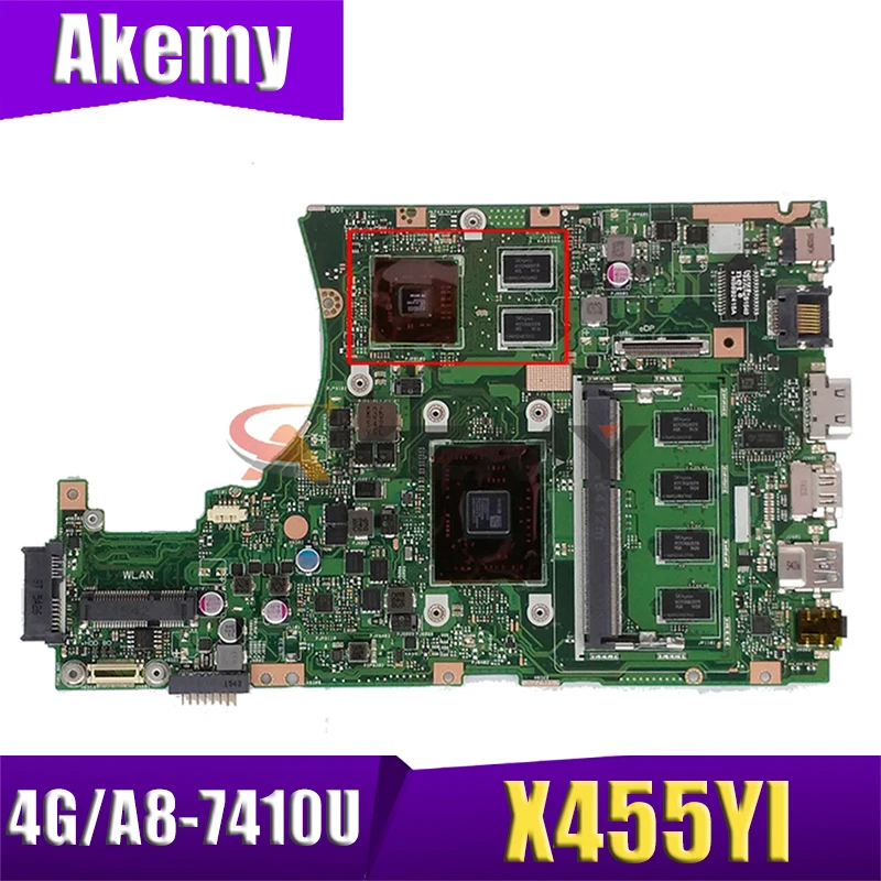 

Akemy X455YI MAIN_BD._ 4G/A8-7410U материнская плата с процессором для ноутбука для Asus X455YI X455Y X455DG X455D материнская плата 100% ТЕСТ ОК