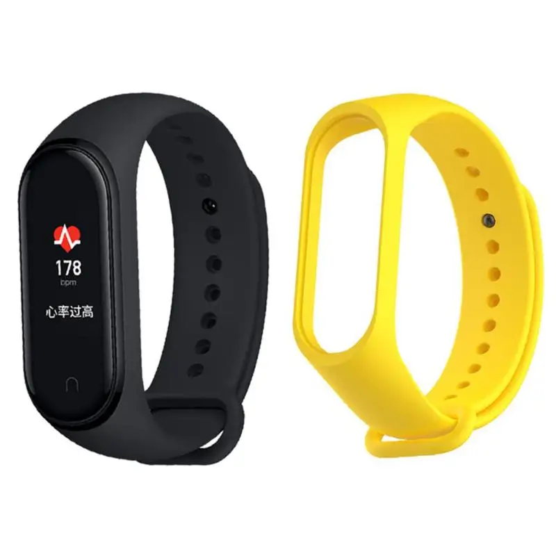 Add Yellow Strap CN версия Xiaomi mi смарт-браслет 4 3 цвета AMOLED экран mi Band 4 фитнес-трекер Bluetooth спортивный водонепроницаемый браслет - Цвет: Add Yellow Strap
