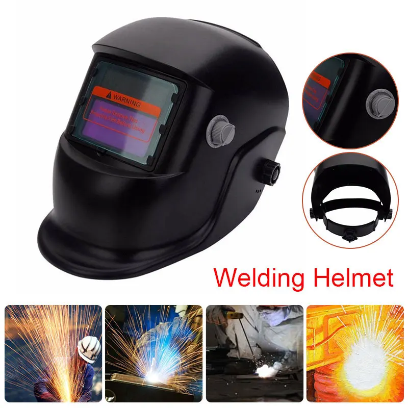 

Solar Auto Darkening Helmet Shield Anti-UV Effective Arc Radiation 60mAH Lithium Battery Black Protective Welding Helmet