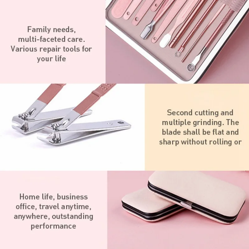 

7/10/12/16/18 Pieces Stainless Steel Nail Clipper Set Cutter Trimmer Scissor Tweezer Knife Ear Pick Grooming Kit