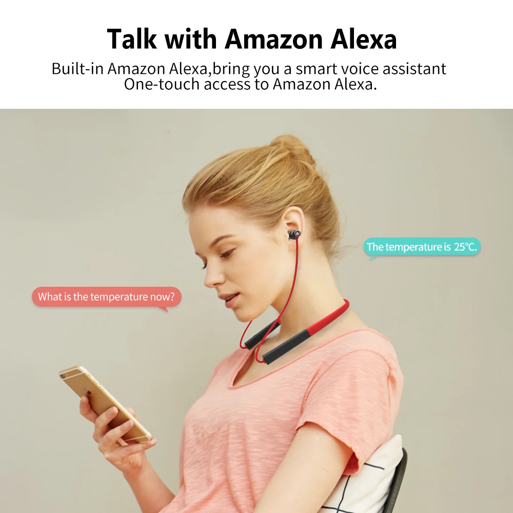 TELESIN Alexa умный дом Bluetooth Наушники управление Магнитная Беспроводная музыкальная