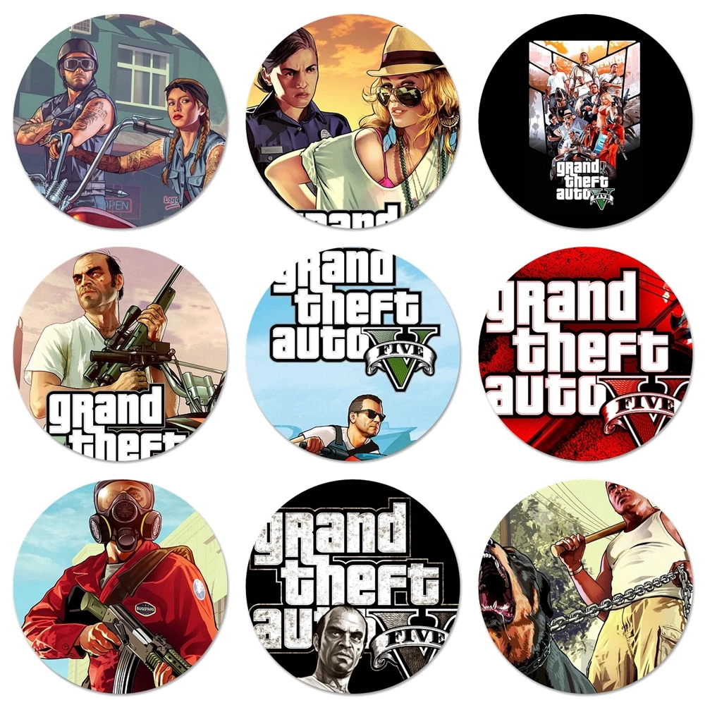 Gta 5 Grand Theft Auto V Значки Металлические для украшения рюкзака 58 мм | Дом и сад