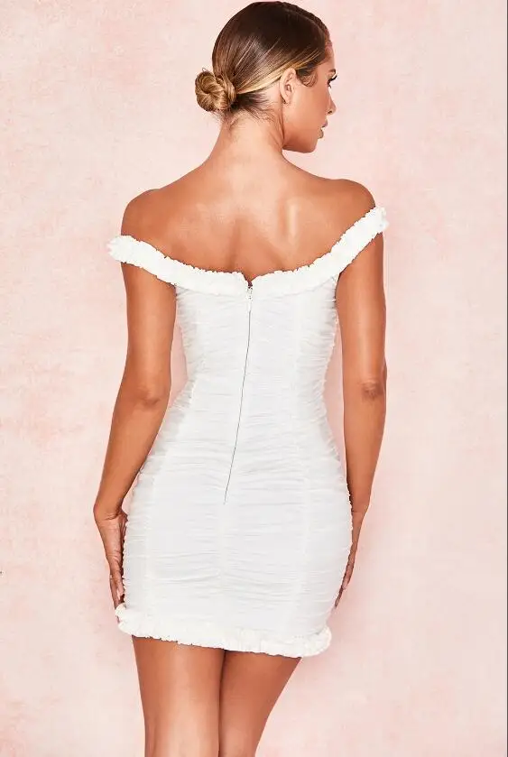 

White Bodycon Women Dress Elegant Fashion Off The SHoulder Night CLub Fashion Evening Party Dress