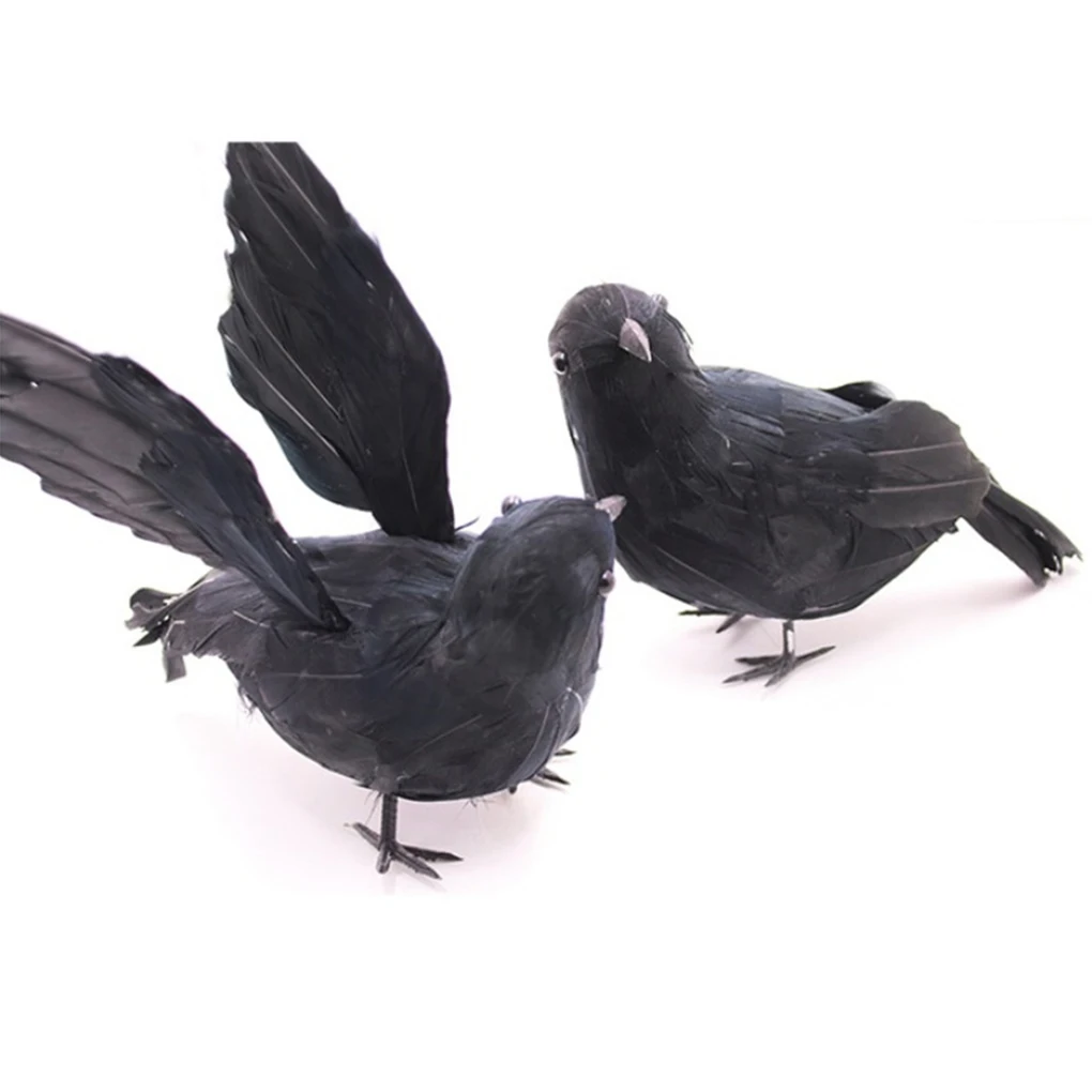 

Simulation Black Crow Animal Model Artificial Crow Black Bird Raven Prop Scary Decoration For Party Supplies Rendering Props