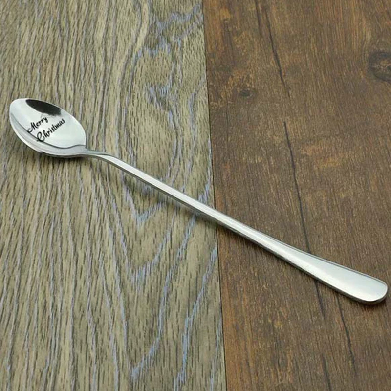 1 шт. металлические ложки "Счастливого Рождества" для празднования Рождества, украшение стола для дома, подарок Новый год, суп.