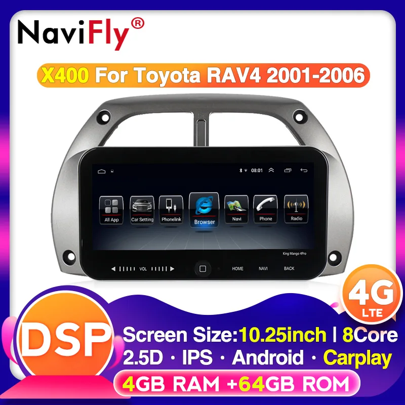 10 25 &quot4G IPS DSP Android для Toyota RAV4 2001 2002 2003 2004 2005 2006 мультимедийный стерео автомобильный