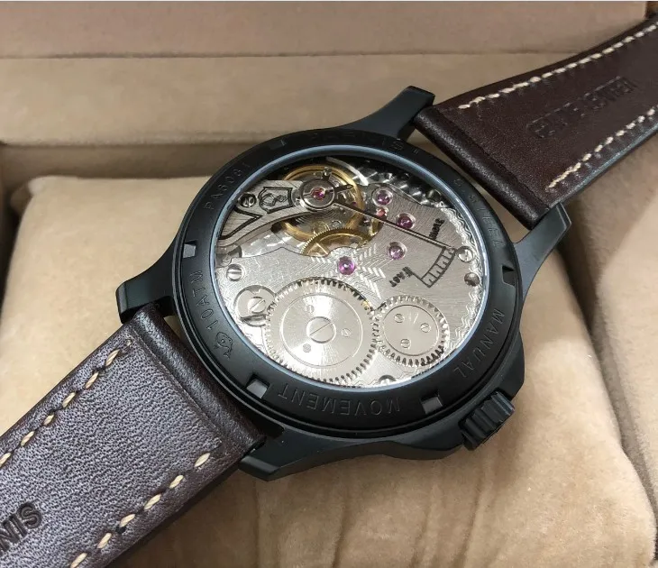 Мужские механические наручные часы PARNIS 6498 с черным циферблатом 45 мм | Наручные