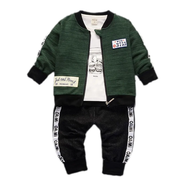 

Boys Girls Clothing Set Fall Infant Baby Long Sleeve T-Shirt+Coat+Pants 3pcs Outfits Toddler Childern Casual Tracksuit A0078
