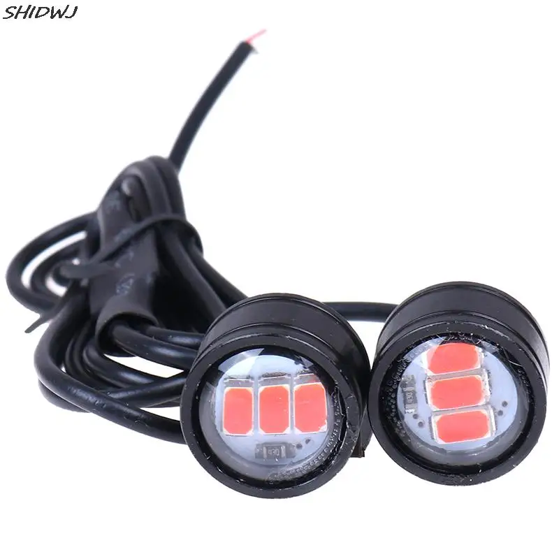 

2Pcs Aluminum Motorcycle Rearview Mirror Eagle Eye 3 LED Flash Strobe Lights Red Voltage 12V 22 x 20m