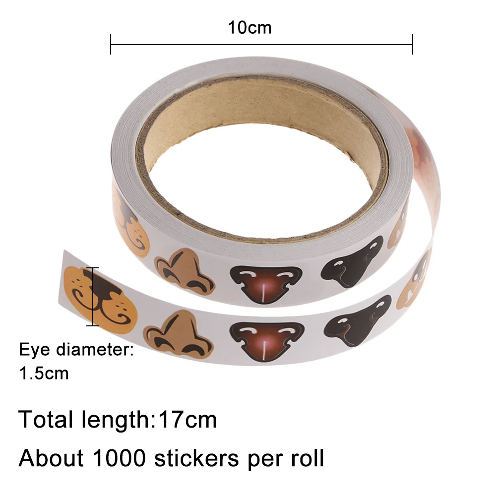 

1 Roll DIY Stickers Cartoon Animal Eyes Nose Mouth Stickers for Children Educational Toy Reward Sticker Funny Gift Decorations