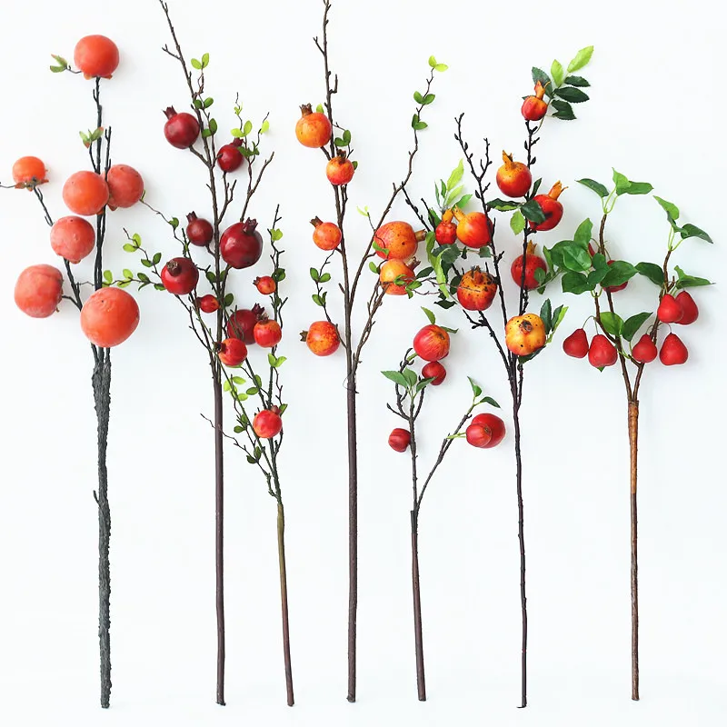 

Simulation single pomegranate persimmon lemon apple branch fake flower decoration fruit tree fake fruit berry