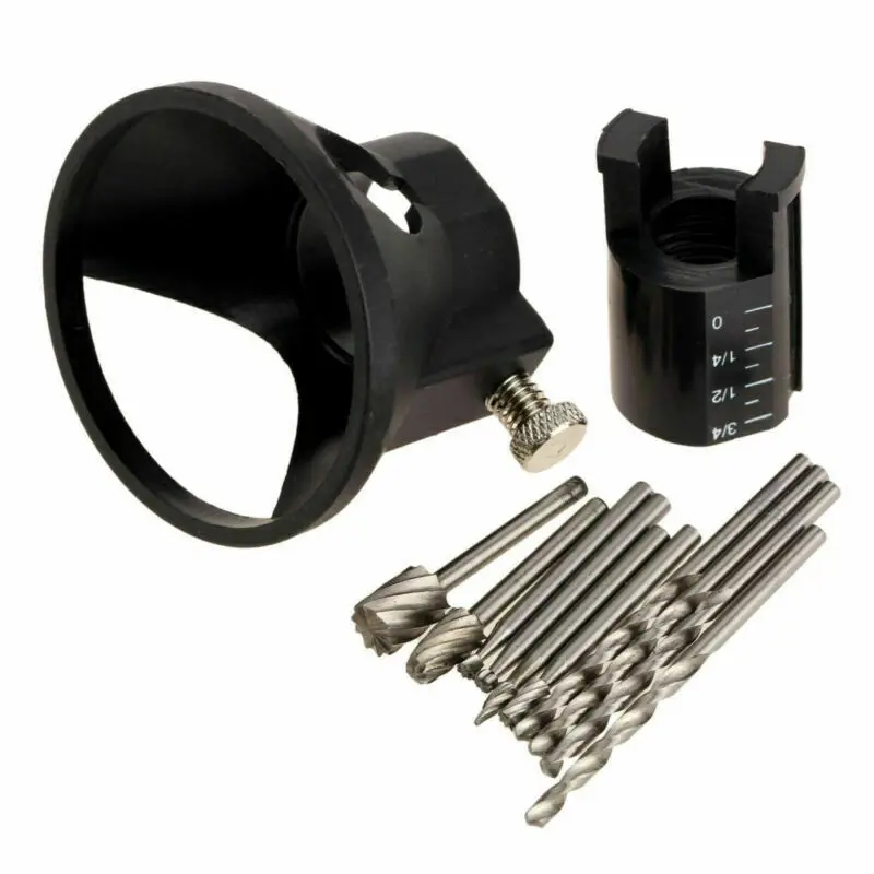 

11pcs/set Rotary Burrs Drill Bits Locating Cover Cutting Guide Attachment Kit HSS Router Drill Bit Set