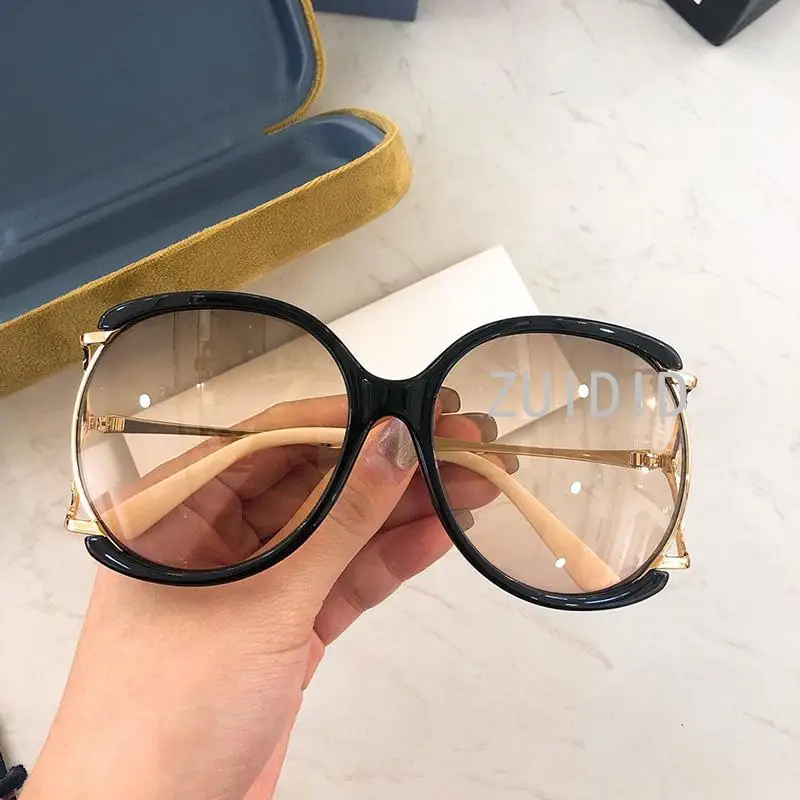 

2021 New Personalized Large Frame Round Sunglasses UV400 Women Ins Fashion Trend Shades Retro Chic Eyewear Luxury Brand Design