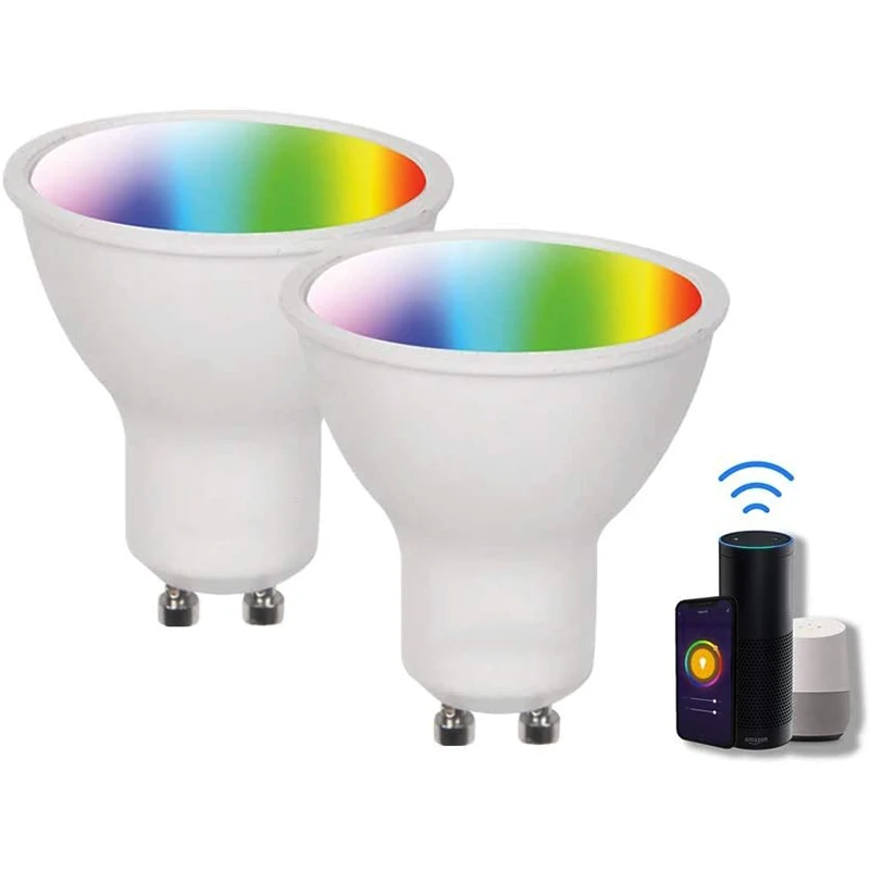 

GU10 WiFi LED Spot Lights PAR16 Dimmable Tunable White RGB Color Changing Works With Alexa And Google Assistant No Hub Required