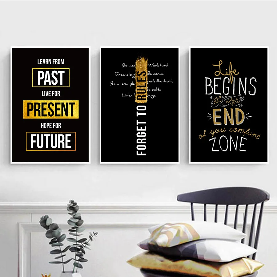 

Motivational Poster Inspirational Quotes Black White Minimalist Art Canvas Prints Modern Offfice Living Room Decorative Painting