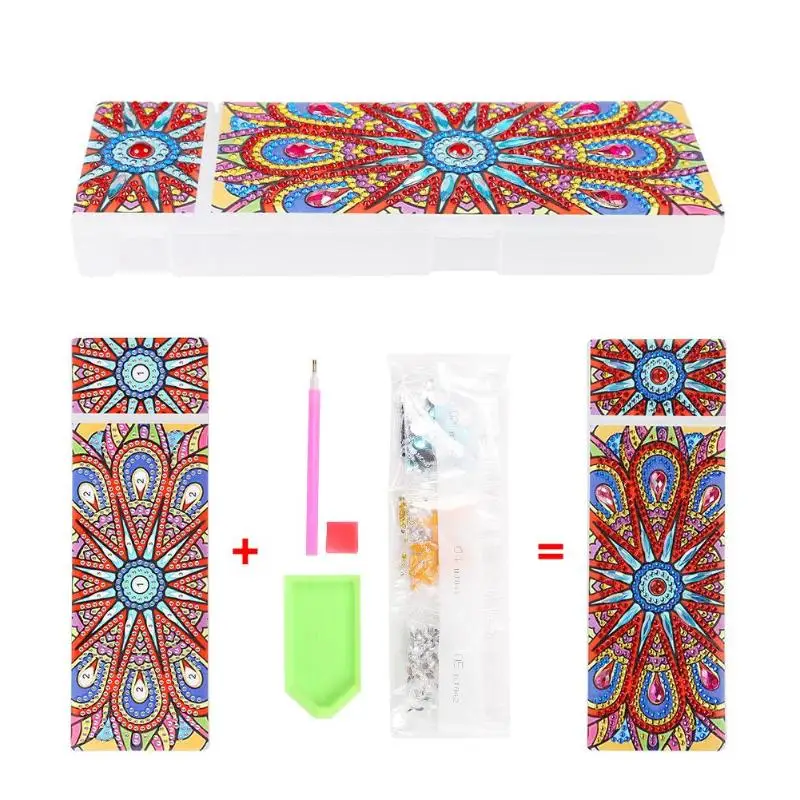 5D DIY Special Shaped Diamond Painting 2 Grids Stationery Pencil Box Rhinestones Diamond Embroidery Mandala Storage Case Gifts - Цвет: F